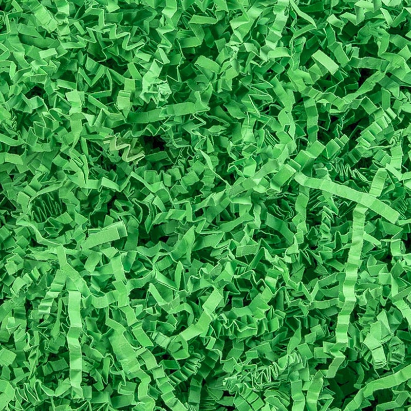 Gloreyan 1/2LB Easter Grass Crinkle Cut Paper Shred, Green Raffia Paper Shred Filler Grass for Easter Gift Wrapping Basket Filling Party Supply - Image 1